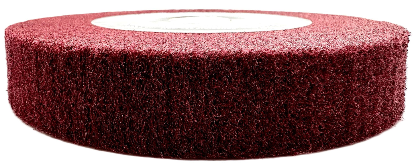 Pro-Graad 6” x 1” x 1” Arbor Red Bench Grinder Polishing Wheel, 320 Grit, Tight Weave, Great for refurbishing golf clubs and metal, Non-Woven Wheel for Copper, Metal, Finishing, and Burnishing