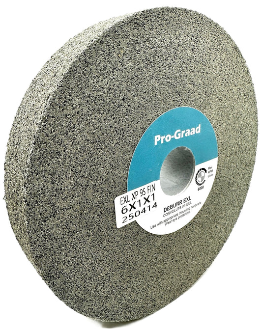 Pro-Graad EXL-XP Convolute Deburring Polishing Wheel - 6" x 1" x 1" 9S Fine Silicon Carbide - Professional Grade - Metal Deburring, Finishing and Polishing Wheel – 60306 - 1 Pack