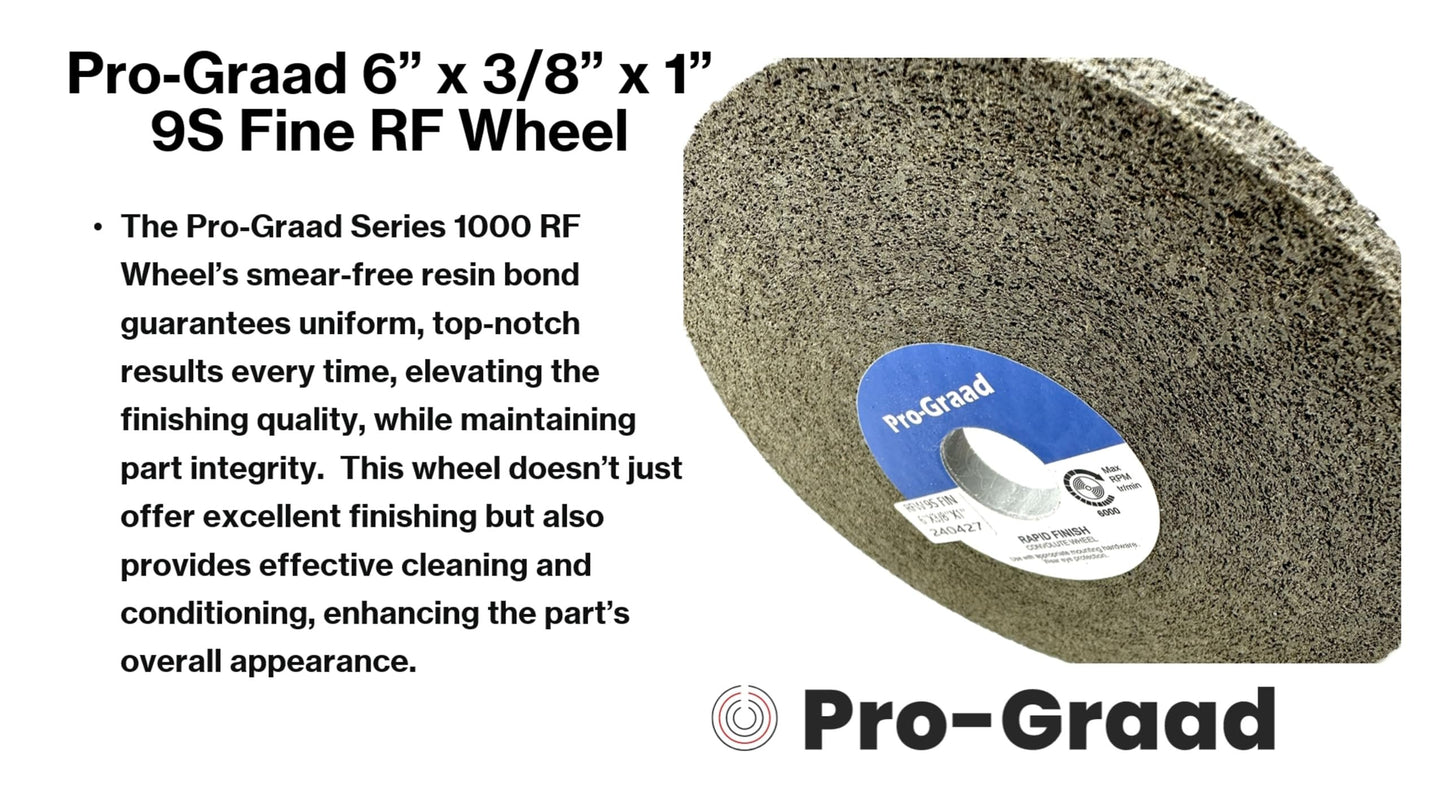 Pro-Graad 1 Pack 6” x 3/8” x 1” 9S Fine Series 1000 RF Long Life Convolute Deburring, Finishing & Polishing Wheel, Includes Adapter for use on 3/4 5/8 1/2 inch Shaft Sizes, Pack of 1