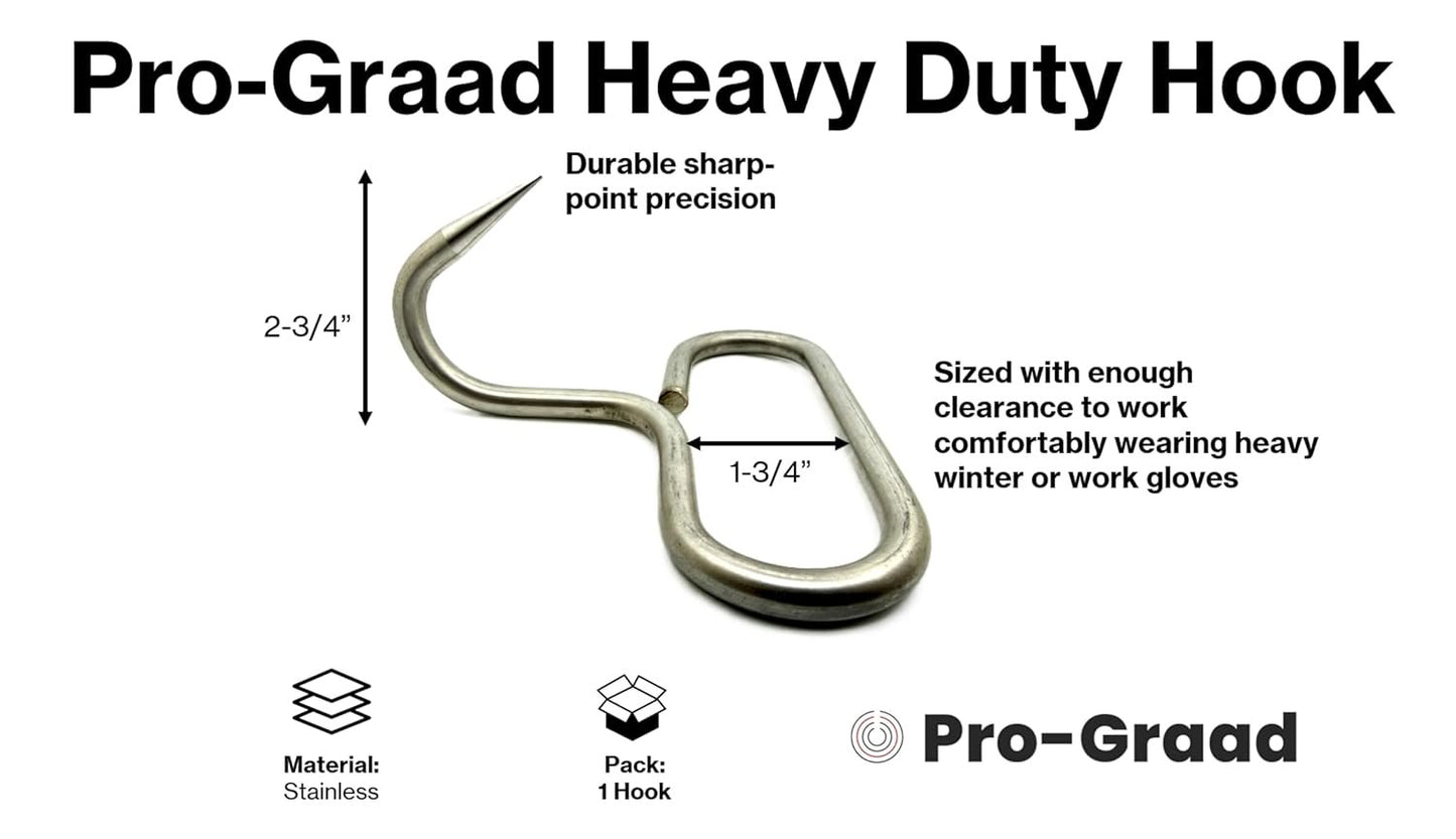 Pro-Graad Heavy Duty Hay Hook – 3/8" One-Piece Stainless Steel, 500 lb Capacity, Loop Handle, Hay Bale Hook for Farm, Meat Processing Boning Handle for Butcher, Kitchen, BBQ, Restaurant