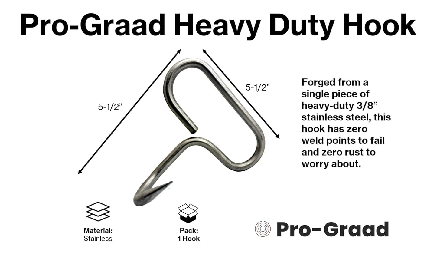 Pro-Graad Heavy Duty Hay Hook – 3/8" One-Piece Stainless Steel, 500 lb Capacity, Loop Handle, Hay Bale Hook for Farm, Meat Processing Boning Handle for Butcher, Kitchen, BBQ, Restaurant