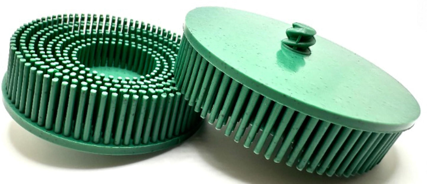 Pro-Graad 5 Pack 3" 50 Grit Green R-Type Bristle Disc | Ceramic-Aluminum Oxide Abrasive Bristle Disc with Quick Change Roll Lock | Pack of 5 | Green