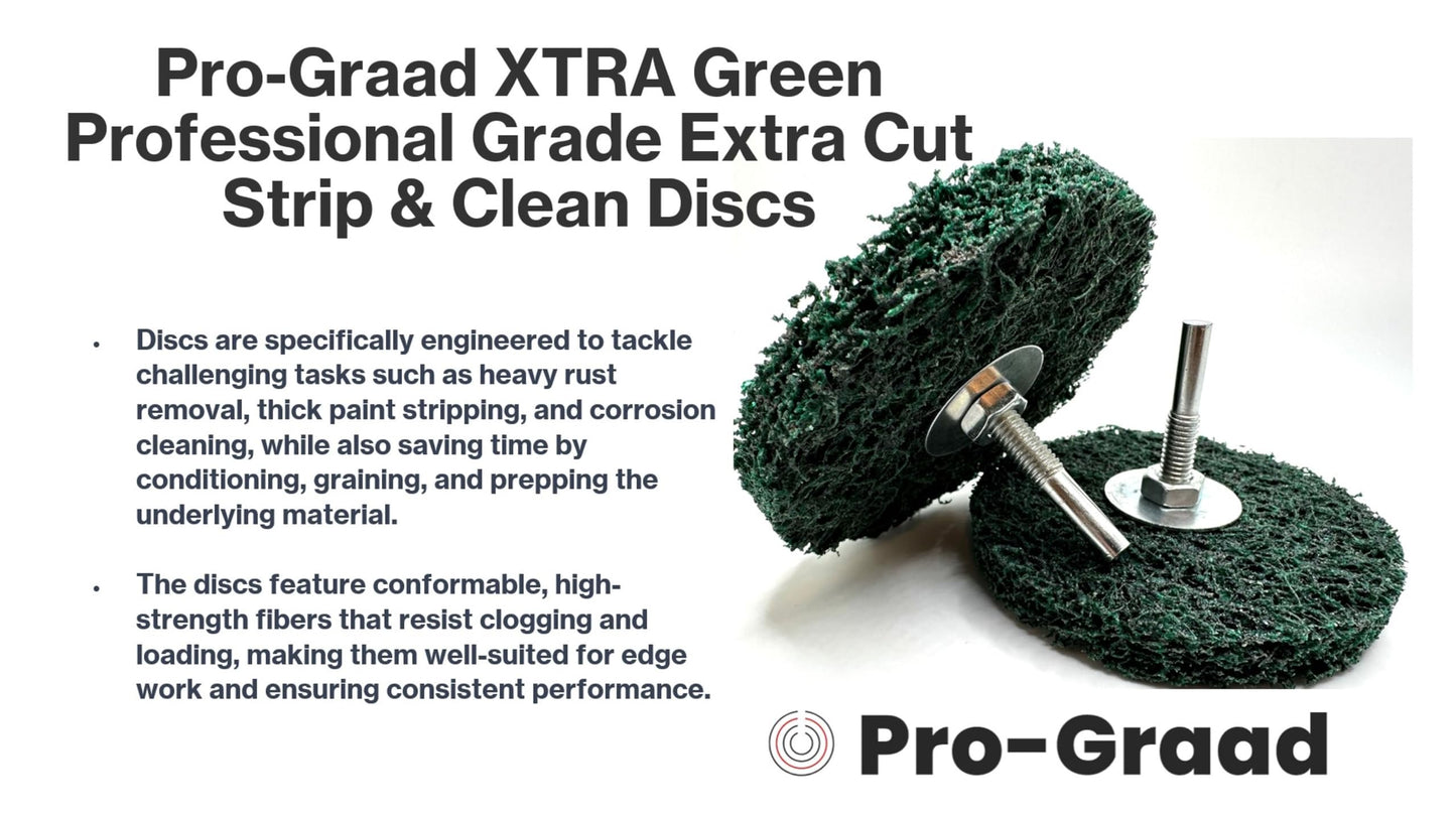 Pro-Graad 2 Pack 4” x 1/2” x 1/4" Shaft Clean & Strip XT Pro Extra Cut Disc, Extra Coarse Aluminum Oxide, Remove Heavy Rust Paint Coating Corrosion, Green, 21665, Pack of 2