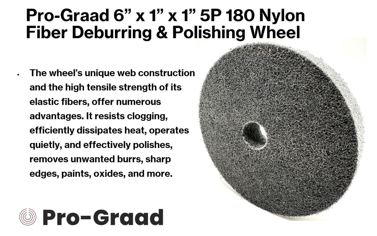 Pro-Graad Nylon Fiber Deburring Wheel 5P 7P 9P Hardness 180 Grit Silicon Carbide Brushed Polishing Buffing Unitized Wheel