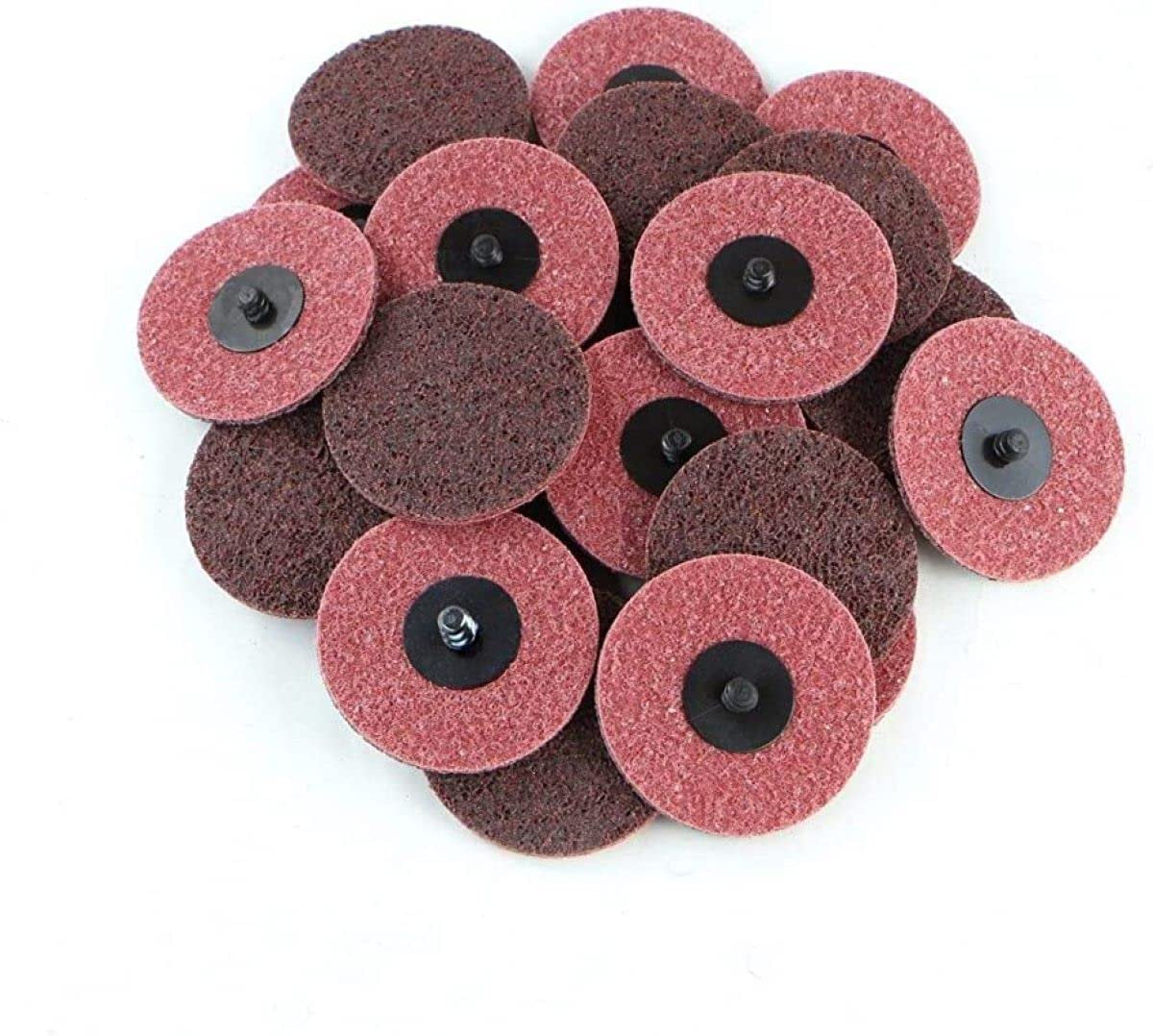 Pro-Graad 3" Quick Change Non-Woven Nylon Surface Conditioning Discs for Deburring Sanding Blending Polishing Paint Removal with Male R-Type Backing Use with Die Grinder - Red (Medium) - (25 Pack)
