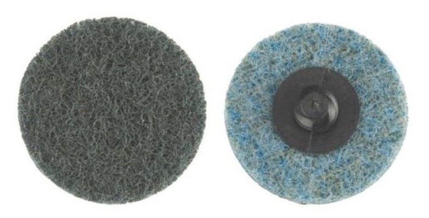 Pro-Graad 2" Quick Change Non-Woven Nylon Surface Conditioning Discs for Deburring Sanding Blending Polishing Paint Removal with Male R-Type Backing Use with Die Grinder - Blue - (Fine) - (25 Pack)