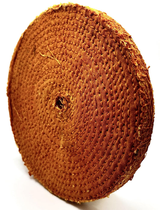 Pro-Graad 10” Orange Dip Treated Rigid Full Sisal Buffing Wheel, 5/8 inch Arbor Hole, 1/2 inch Thickness, 1/4 inch Sewn, for Cut Buffing Steel, Stainless Steel, Ferrous Metals, Pack of 1