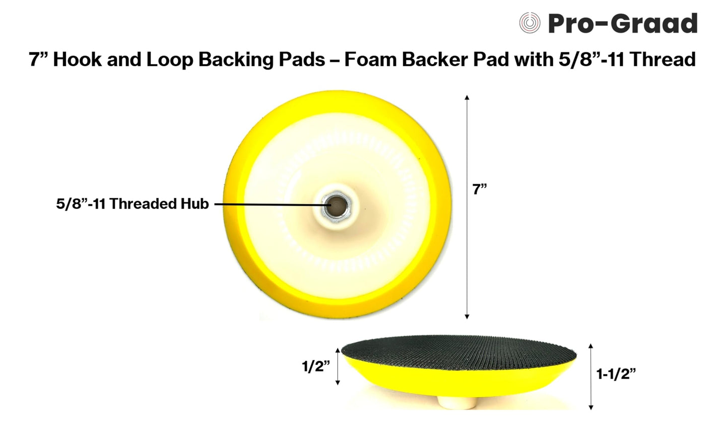 Pro-Graad 7" Premium Hook and Loop Backing Plate for Sanding, Polishing Buffering Pads, Backer Pad with 5/8”-11, 7 inch Backup Pad for Angle Grinder Drill Polisher Buffer