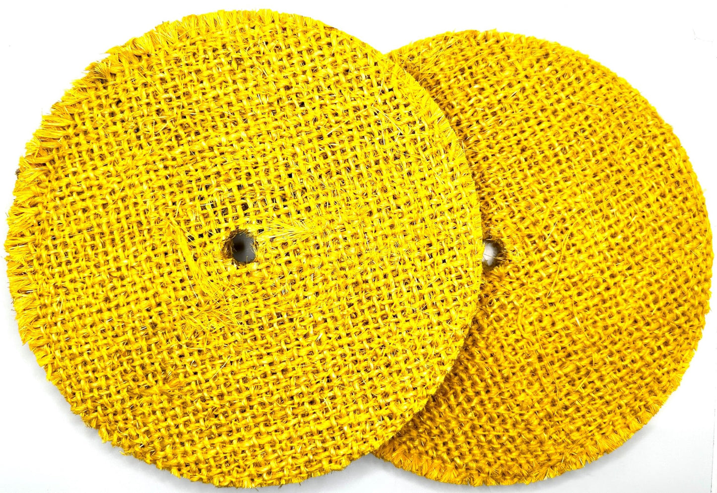 8 inch Yellow Dip Treated Rigid Full Sisal Buffing Wheel, 5/8 inch Arbor Hole, 1/2 inch Thickness, 1/4 inch Sewn, for Cut Buffing Steel, Stainless Steel, Ferrous Metals, 2 Pack