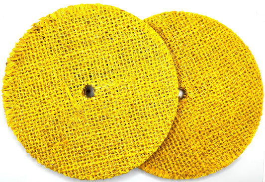8 inch Yellow Dip Treated Rigid Full Sisal Buffing Wheel, 5/8 inch Arbor Hole, 1/2 inch Thickness, 1/4 inch Sewn, for Cut Buffing Steel, Stainless Steel, Ferrous Metals, 2 Pack