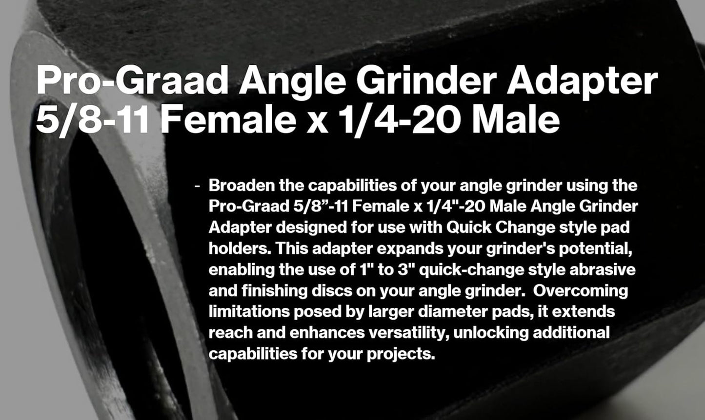 Pro-Graad 5 Piece 5/8-11 Angle Grinder Adapter Kit, with 2” & 3” Roll Lock Type R Quick Change Disc Pad Holder, 5 Pcs Adapter Kit for Angle Grinders with 5/8”-11 Thread