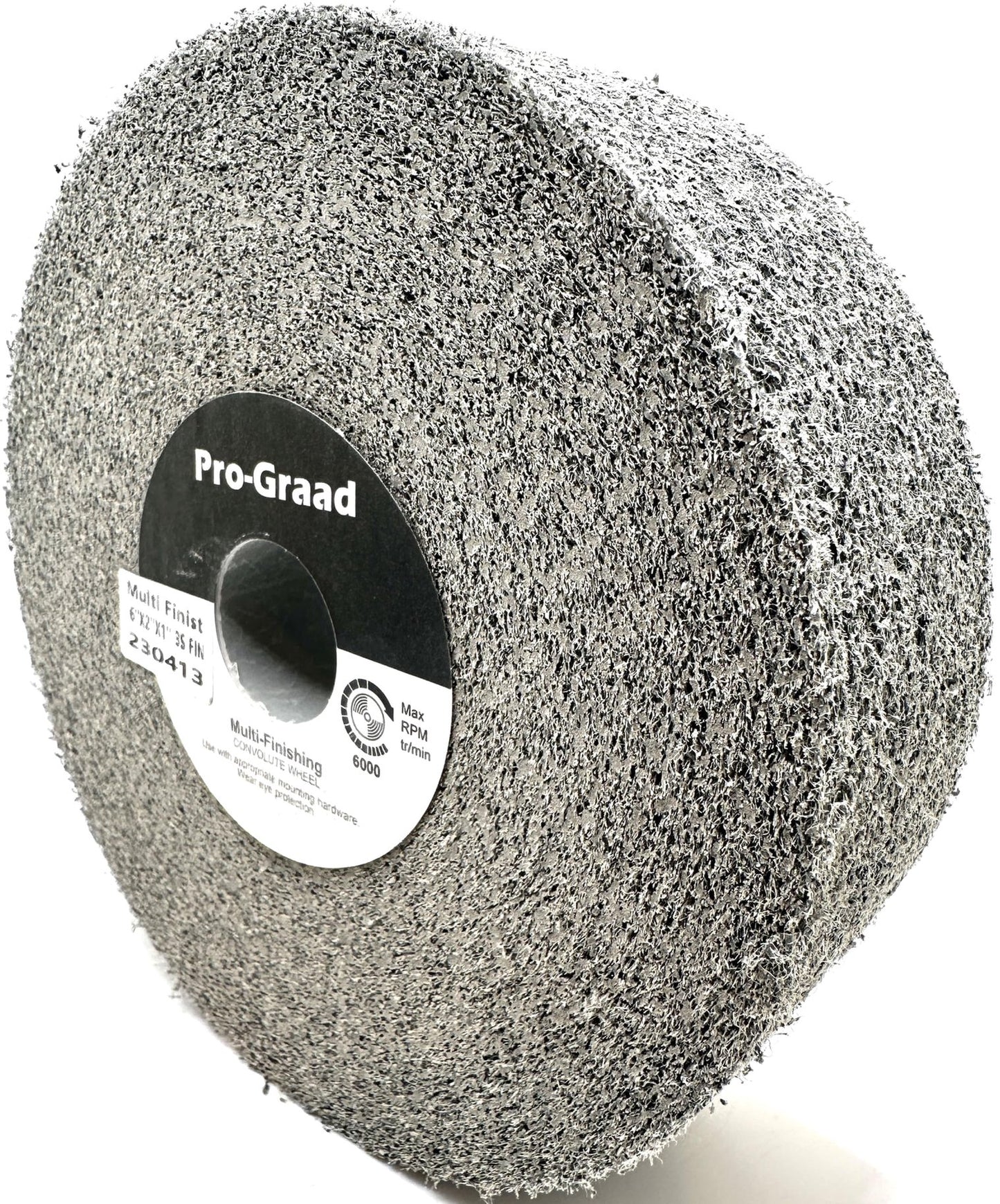Pro-Graad Multi-Finishing Wheel – 6” x 2” x 1” 3S Fine Grit Silicon Carbide - Stainless Steel Finishing Convolute Wheel – for #4 Finish - 1 Pack