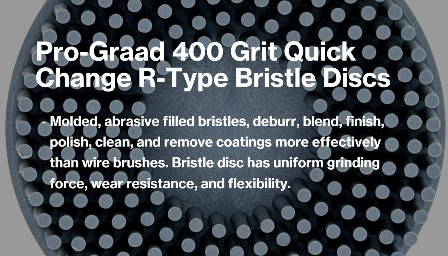 Pro-Graad 2" 400 Grit Blue R-Type Bristle Disc 5 Pack | Ceramic-Aluminum Oxide for Fine Blending, Smoothing & Semi-Polishing | Quick Change Roll Lock | Pack of 5