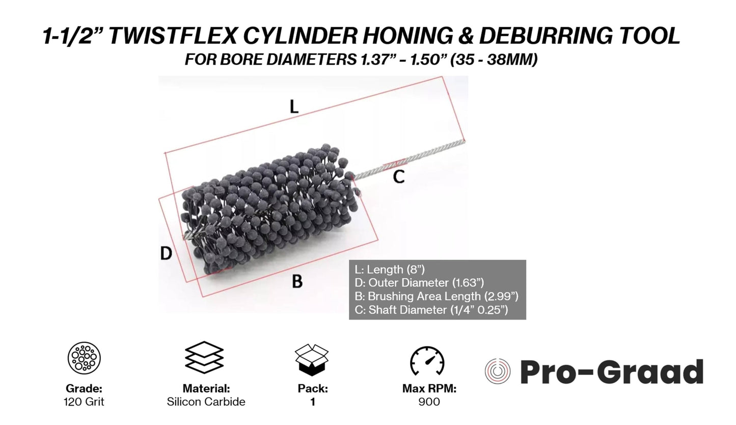 Pro-Graad TwistFlex Cylinder Hone | Flexible Cylinder Honing & Deburring Tool | Bore Brush for Hole Diameters