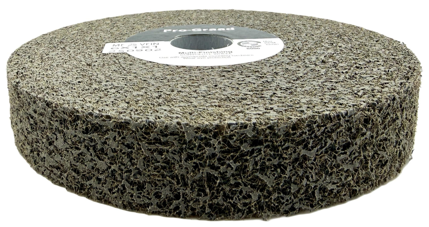 Pro-Graad Multi-Finishing Wheel – 6” x 1” x 1” 2S Very Fine Grit Silicon Carbide - Stainless Steel Finishing Convolute Wheel  – for #4 - #5 Finish - 1 Pack