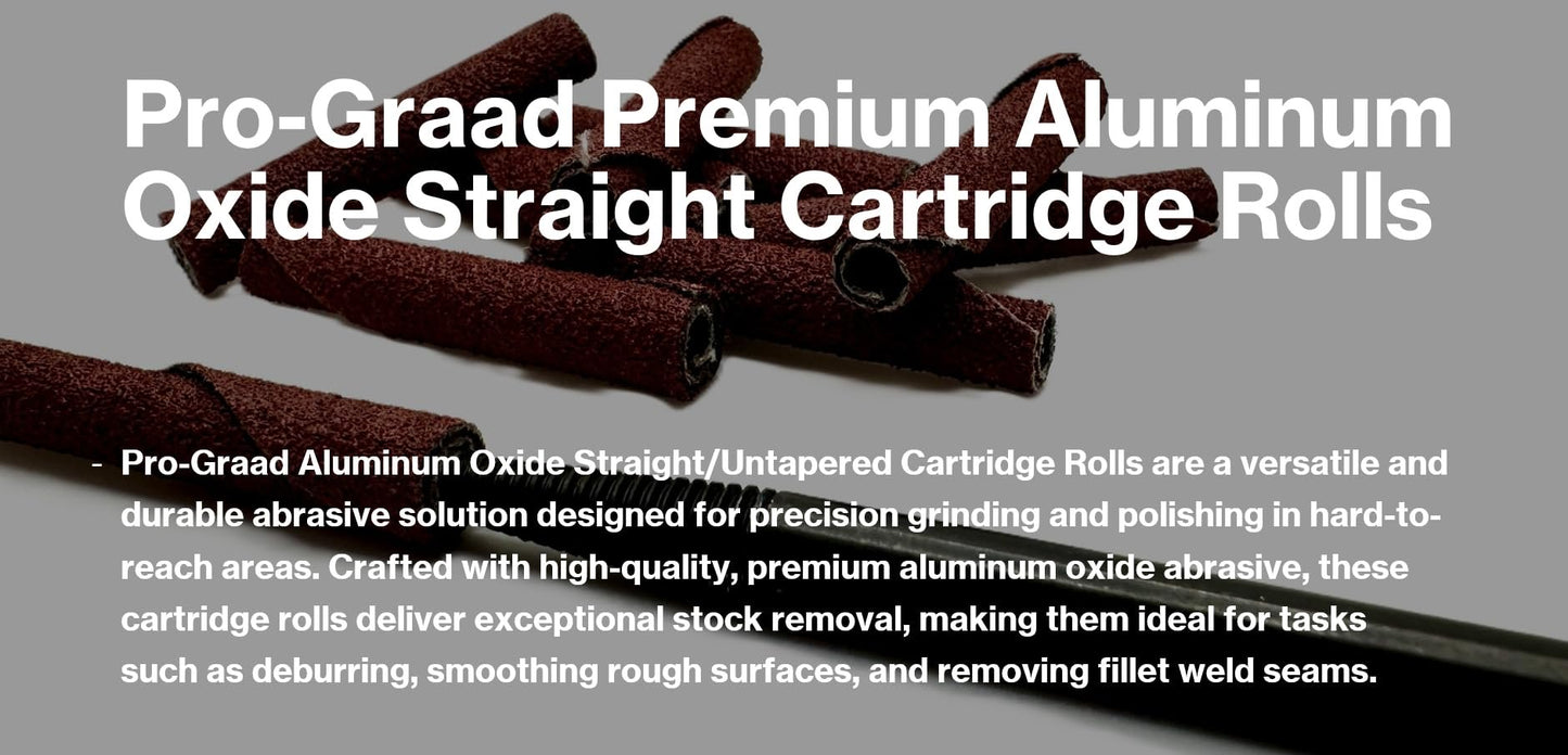 Pro-Graad 1/4” Diameter x 1-1/2” Length x 1/8” Pilot Hole 80 Grit Aluminum Oxide Straight/Untapered Cartridge Roll, 50 Pack, Includes 1x CR-9 Mandrel