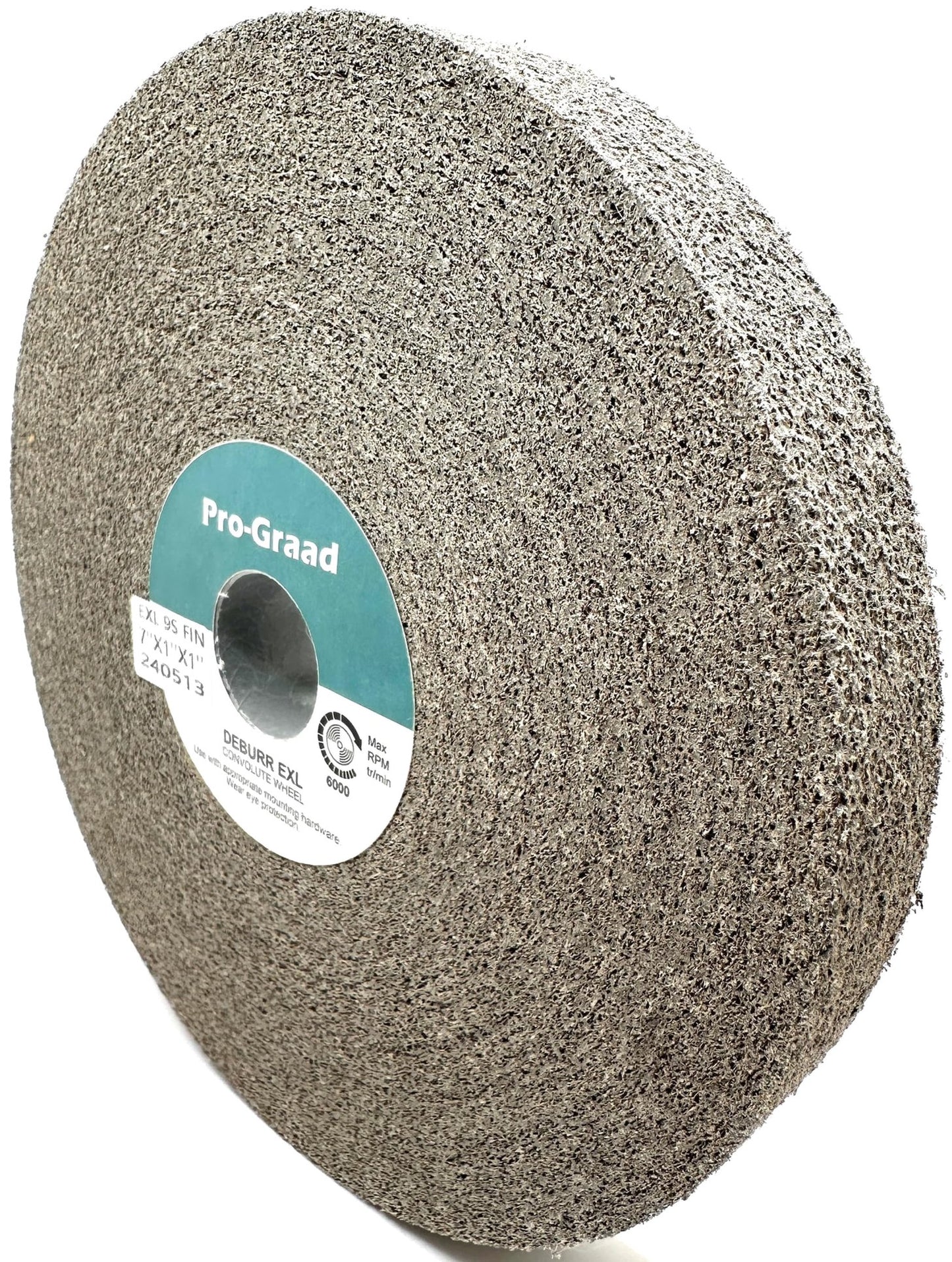 Pro-Graad EXL Deburring Wheel - 7" x 1" x 1" 9S Fine Grit - Silicon Carbide - Metal Deburring, Finishing and Polishing Wheel - Convolute - (1 Pack)