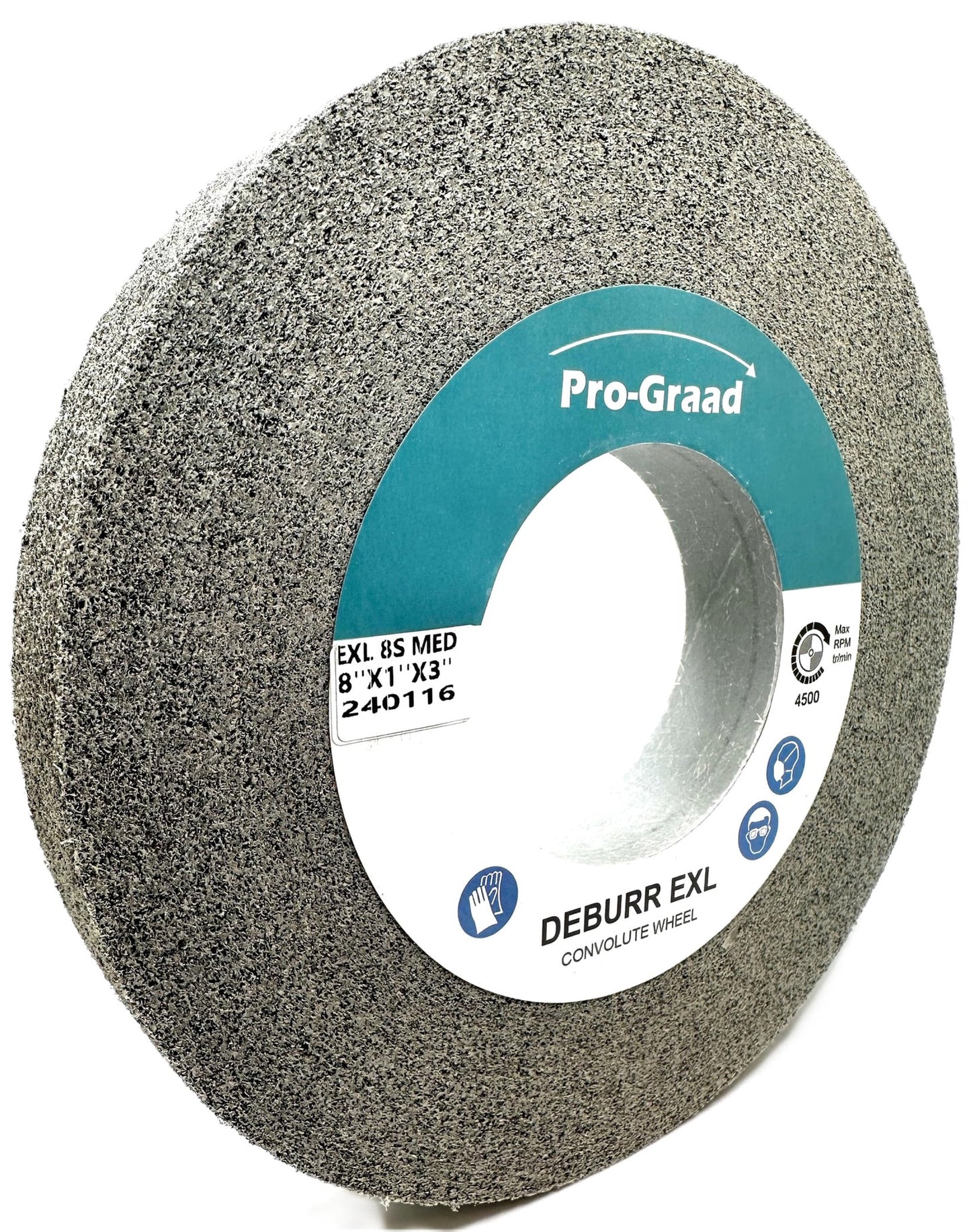 Pro-Graad EXL Deburring Wheel - 8" x 1" x 3" 8S Medium Grit - Silicon Carbide - Metal Deburring, Finishing and Polishing Wheel - Convolute - 18279 - (1 Pack)