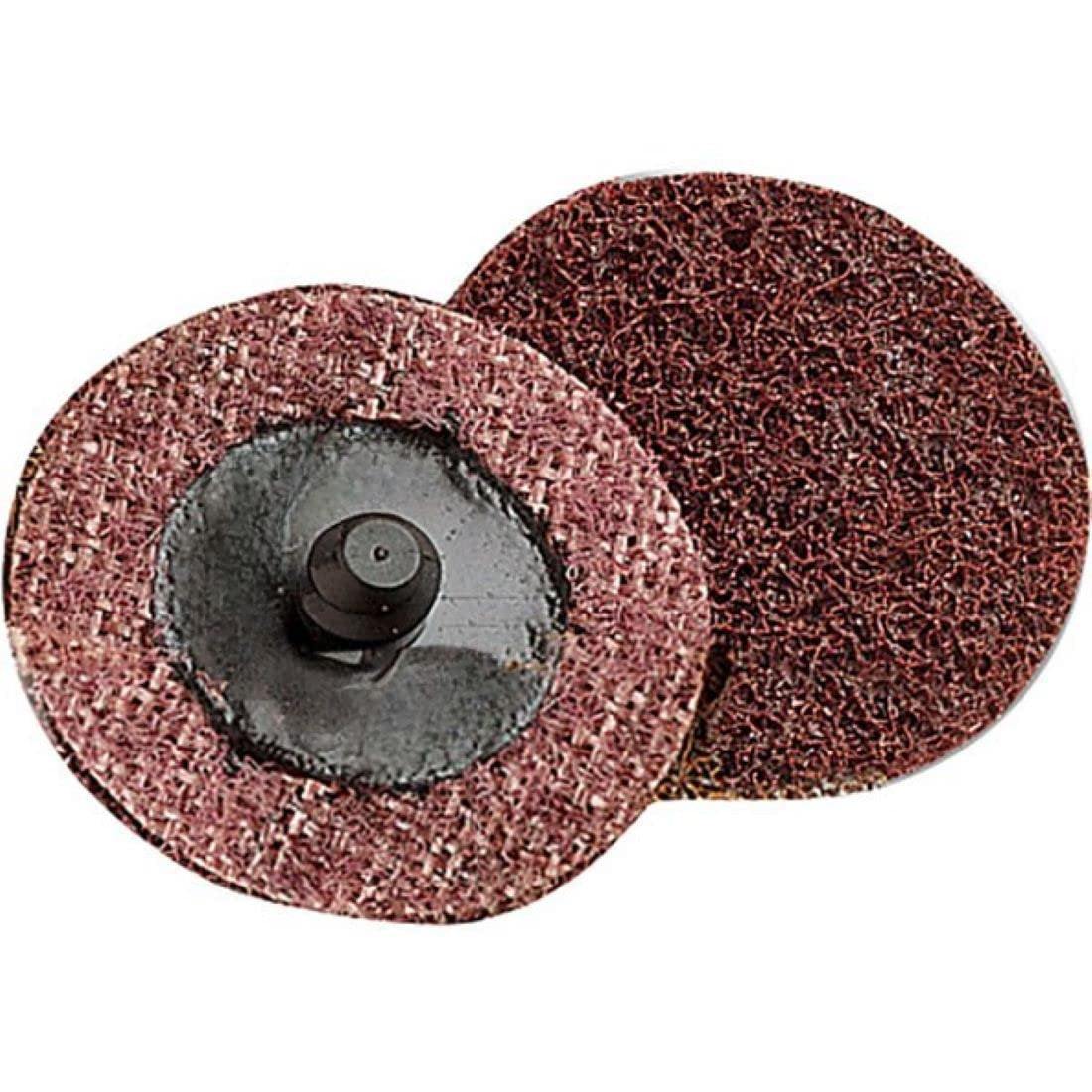 Pro-Graad 2" Quick Change Non-Woven Nylon Surface Conditioning Discs for Deburring Sanding Blending Polishing Paint Removal with Male R-Type Backing Use with Die Grinder - Red (Medium) - (25 Pack)