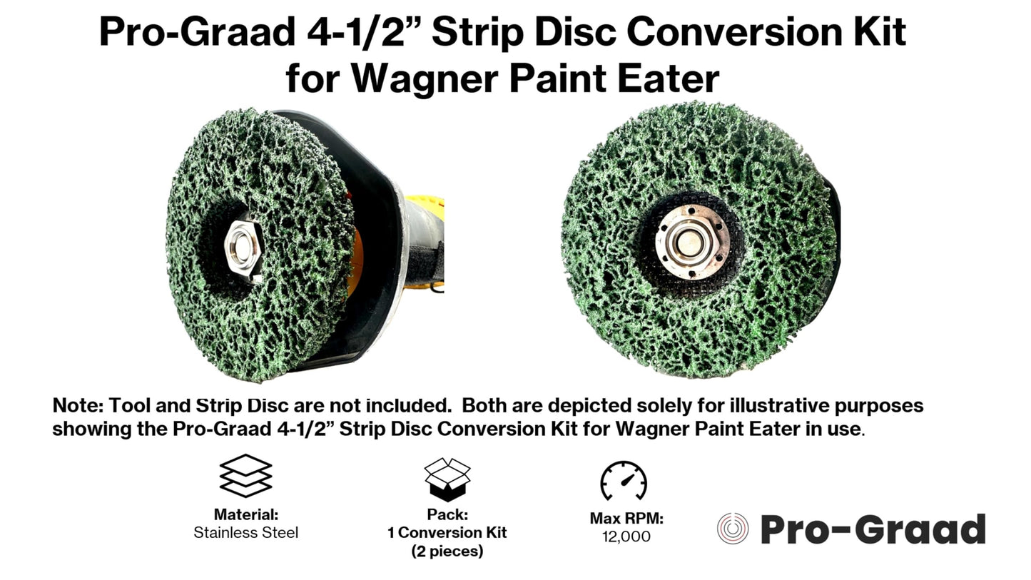 SuperGrindz Universal Strip Disc Conversion Kit for Wagner PaintEater - Pro-Graad Adapter with Hex Locking Nut - Upgrade for 4.5” x 7/8” Stripping Wheel Compatibility