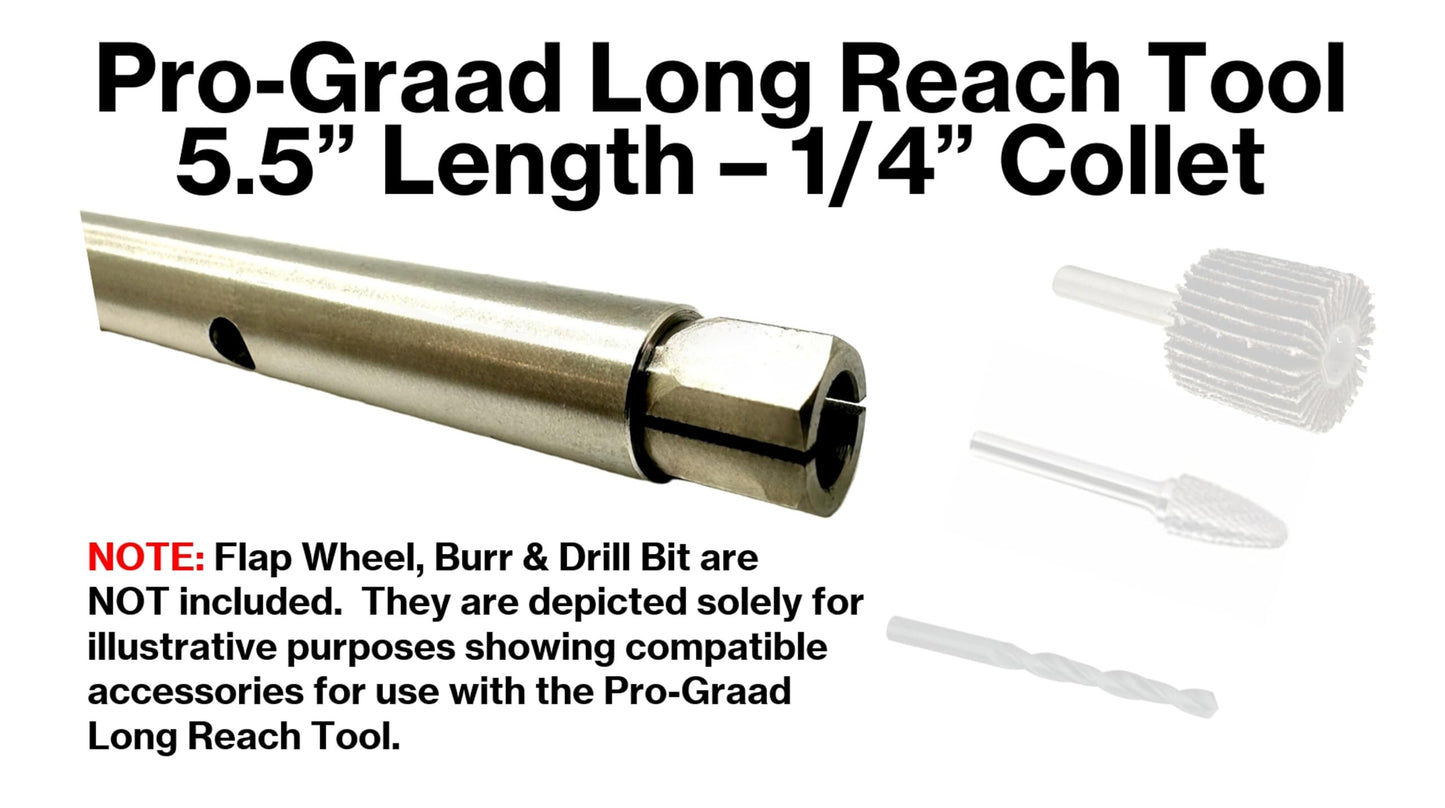 Pro-Graad 5.5" Long Reach Heavy Duty 1/4" Collet Extension Tool – Carbide Burr & Bit Holder for Die Grinder – Extended Reach for Engine Porting, Precision Grinding, Auto & Industrial Use