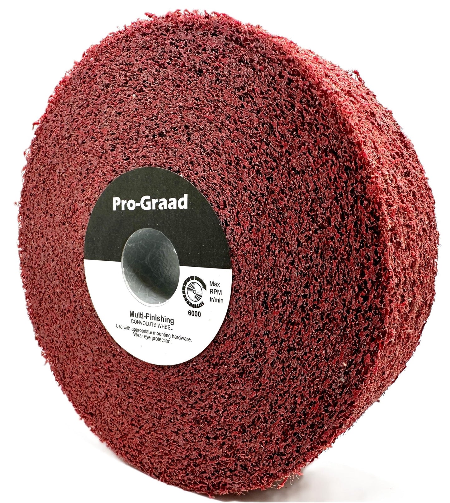 Pro-Graad Metal Finishing Wheel – 6” x 2” x 1” 5A Medium – Aluminum Oxide – Maroon Metal Finish Convolute Wheel – for #3 & #4 Brush, Satin and Mill Finishes – 01869 - Pack of 1