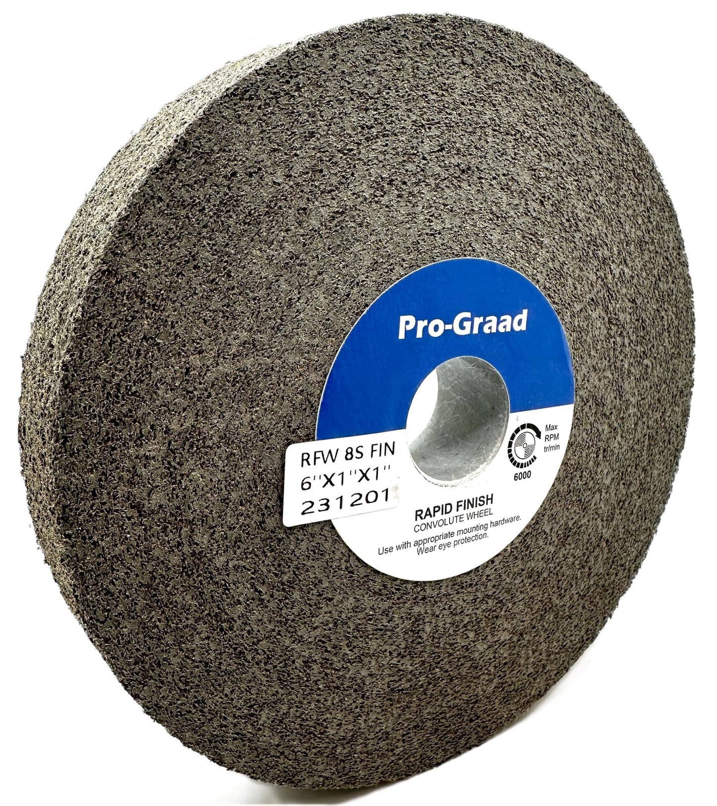 Pro-Graad 1 Pack 6” x 1” x 1” 8S Fine Series 1000 RF Long Life Convolute Deburring, Finishing & Polishing Wheel, Includes Adapter for use on 3/4 5/8 1/2 inch Shaft Sizes, Pack of 1