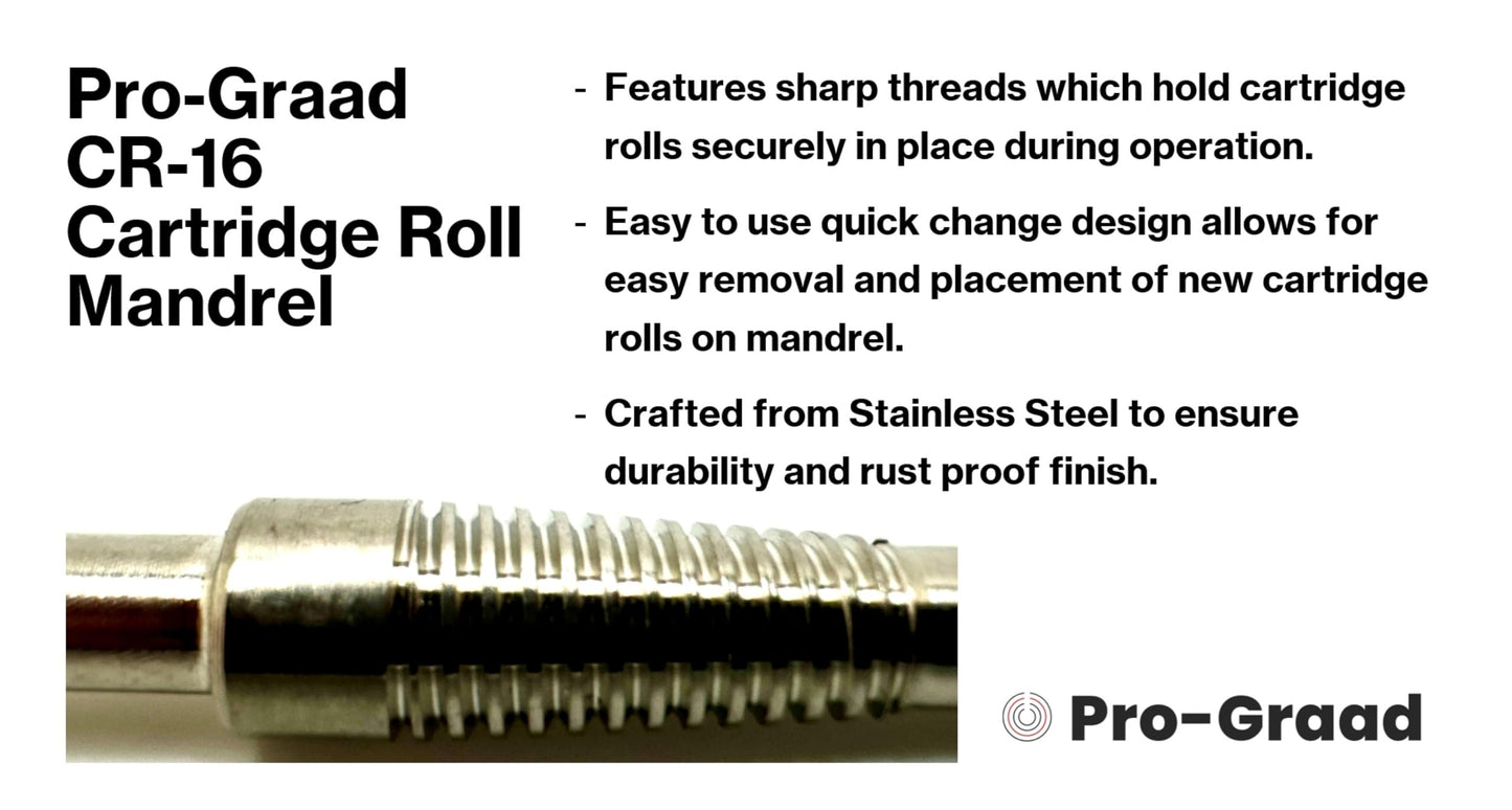 Pro-Graad CR-16 Standard Tapered Type Mandrels for Cartridge Rolls, 3-1/2” Overall Length, 1/4" x1-1/2” Shank x 3/16”x1” Pilot, 45118, (Pack of 1)