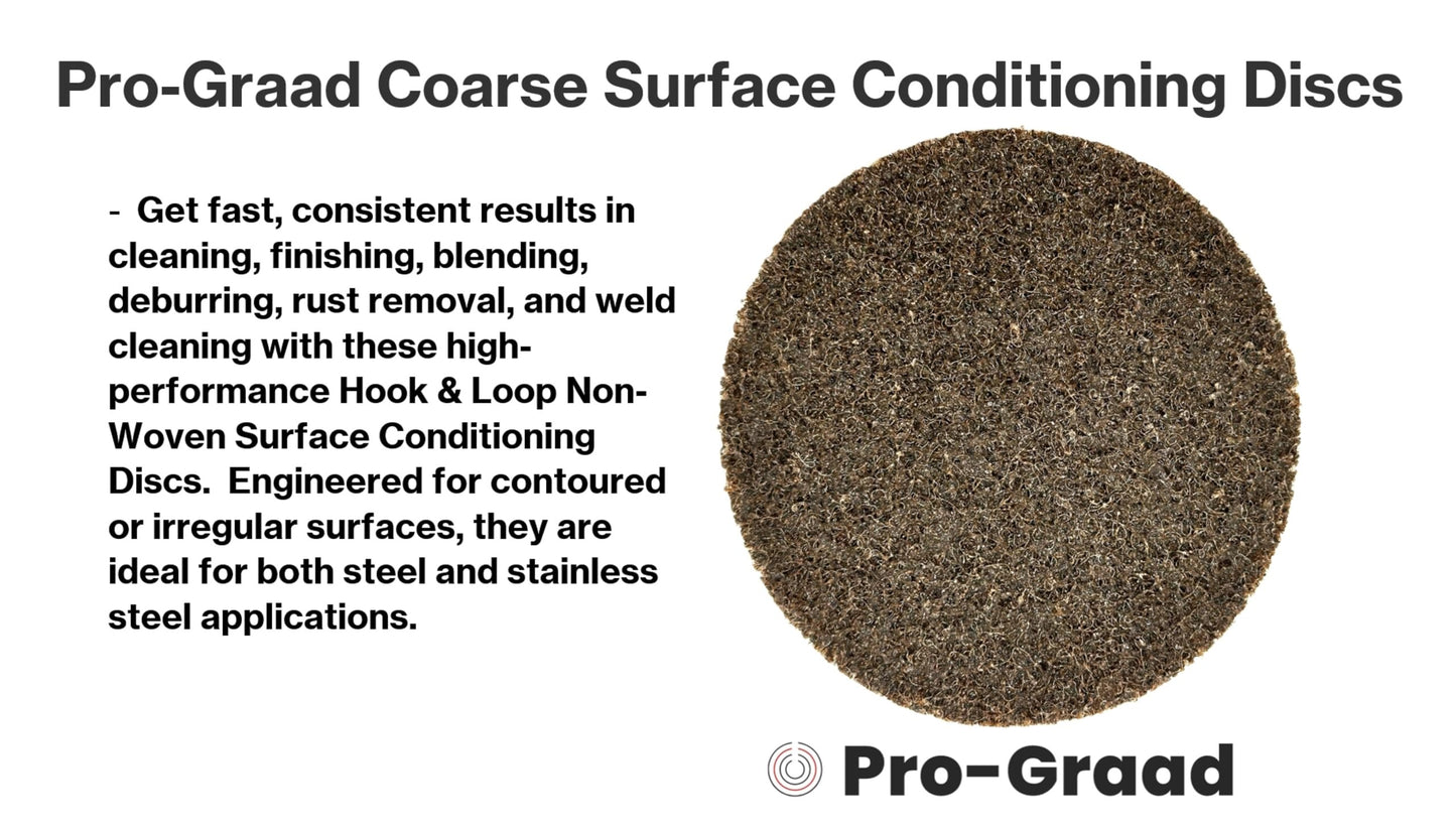 Pro-Graad 5" ACRS Hook & Loop Surface Conditioning Discs, 10 Pack, Brown, Coarse Grit, Aluminum Oxide, for Metal Surface Prep Sanding Polishing Deburring Cleaning - Easy Attachment, 00750