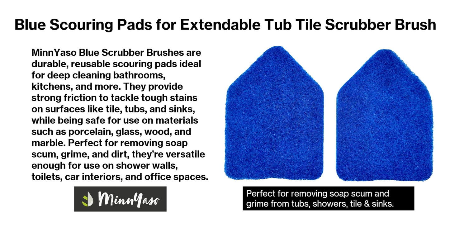 Blue Scouring Pads 5 Pack – High-Power Scrub Pads Refill Extendable Tub Tile Scrubber Brushes, Deep Cleaning Replacement Pads Bathroom, Kitchen, Toilet, Tile, Sink- Fits Moku, Yocada, Cleanhome & More