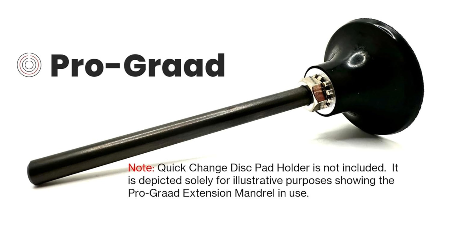 Pro-Graad EM-1410 10” Extension Shank for Quick Change Disc Pad Holders & Bore Polishers, 1/4" Shank Mandrel x 10" Overall Length, 1/4"-20 Thread Size, Compatible with Roll Lock, TR, TS Holders