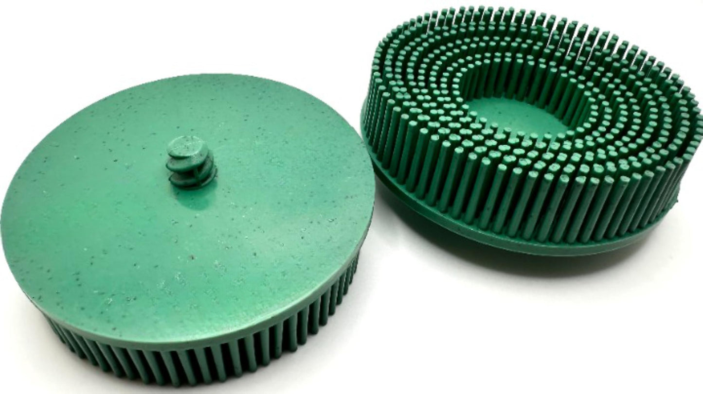 Pro-Graad 10 Pack 3" 50 Grit Green R-Type Bristle Disc | Ceramic-Aluminum Oxide Abrasive Bristle Disc with Quick Change Roll Lock | Pack of 10 | Green