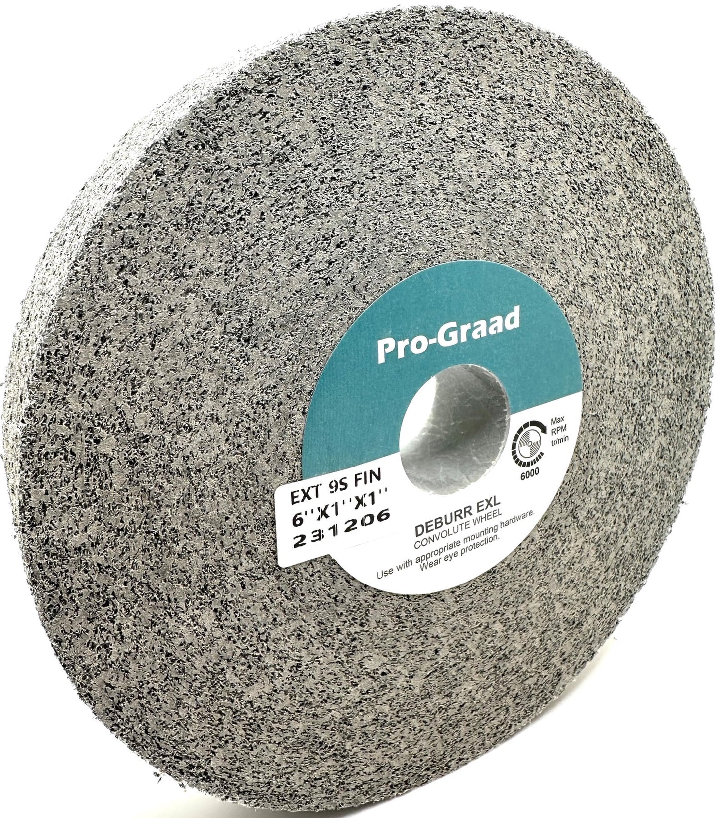 Pro-Graad EXT Deburring Wheel - 6" x 1" x 1" 9S Fine Grit - Silicon Carbide - Metal Deburring, Finishing and Polishing Wheel – Excels on Titanium, Stainless & Tough Alloys - Convolute - (1 Pack)