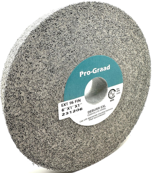 Pro-Graad EXT Deburring Wheel - 6" x 1" x 1" 9S Fine Grit - Silicon Carbide - Metal Deburring, Finishing and Polishing Wheel – Excels on Titanium, Stainless & Tough Alloys - Convolute - (1 Pack)