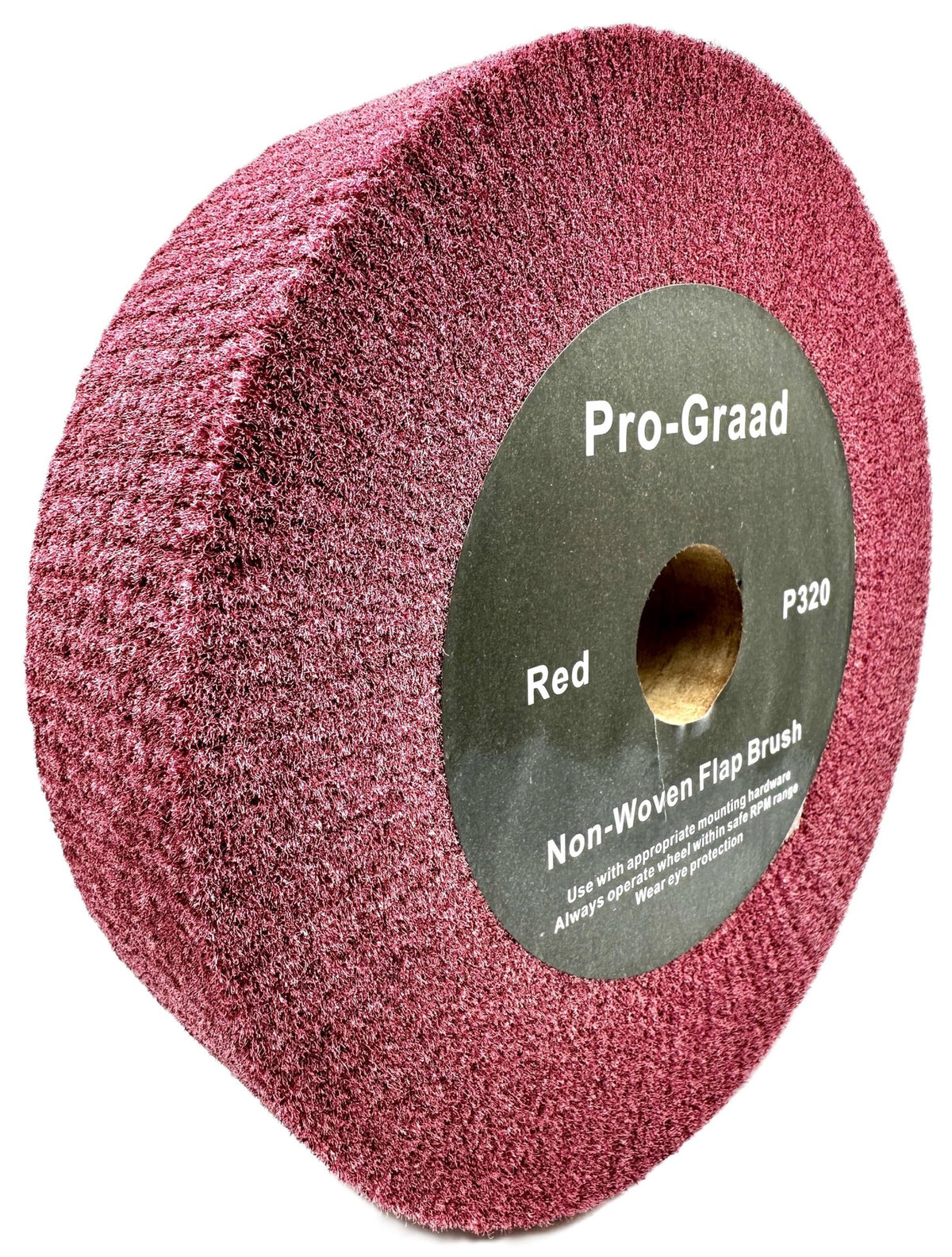Pro-Graad 8” x 2” x 1-1/4” Arbor Red Bench Grinder Polishing Wheel, 320 Grit, Tight Weave, Great for refurbishing golf clubs and metal, Non-Woven Wheel for Copper, Metal, Finishing, and Burnishing