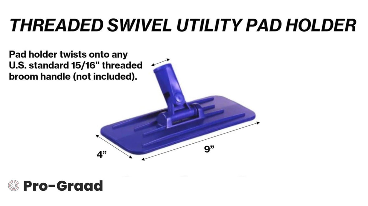 Pro-Graad Utility Pad Holder, Threaded Swivel Universal Cleaning Holder for 4.5" x 10" Utility Scrubber Pads, Compatible With Doodlebug