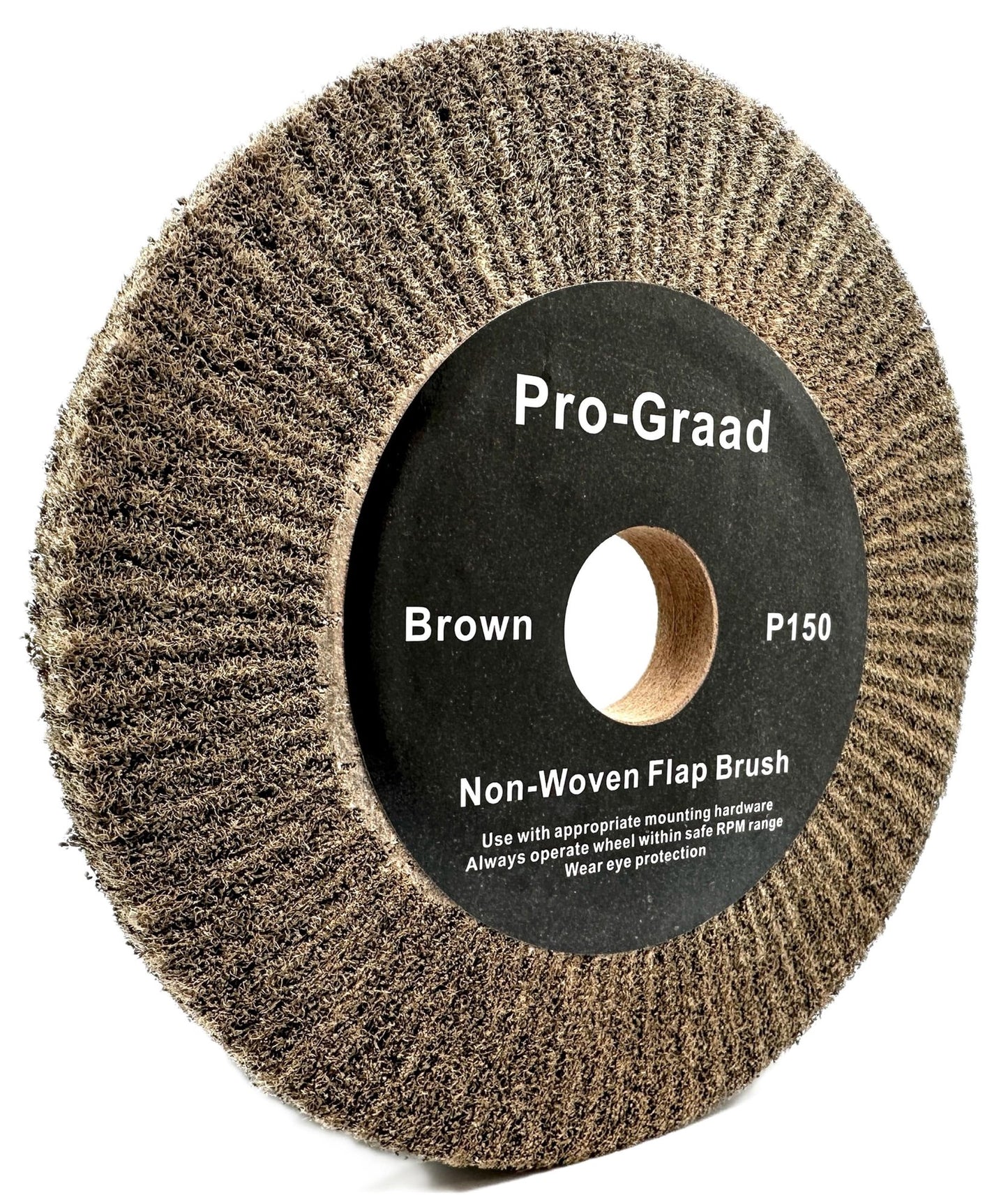 6” x 1/2” Brown P150 Cut & Polish Non-Woven Bench Grinder Polishing Burnishing Satin Finishing Flap Brush Wheel, Aluminum Copper Metal Golf Club Refurb, Compatible for 1/2”, 5/8”, 3/4" Arbor