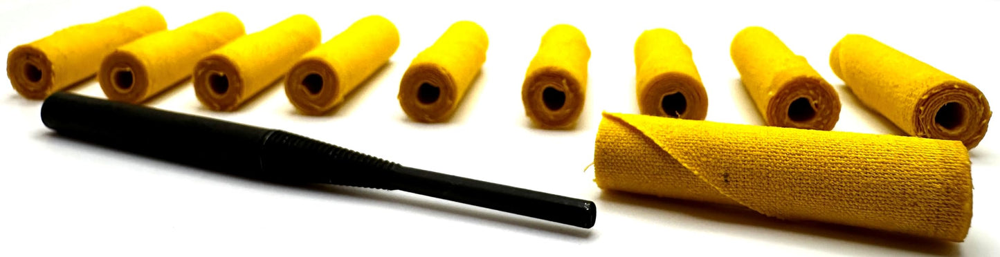 Pro-Graad 11 Piece Medium (1/2x1-1/2x1/8) Yellow Treated Cloth Buffing & Polishing Cartridge Roll Kit, Ideal for Detail Polishing Hard to Reach Areas, Includes 1/4” Shank Mandrel