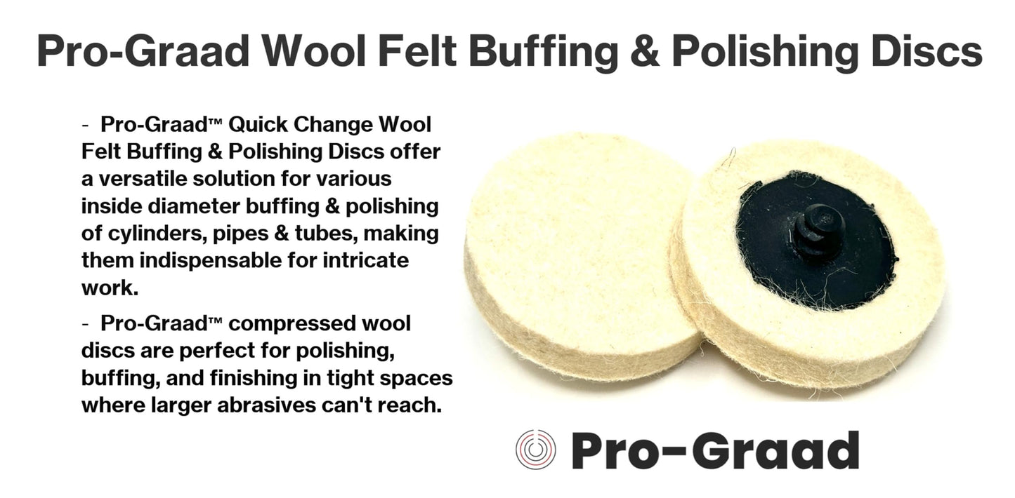 Pro-Graad 2" Felt Roll Lock Quick Change Wool Sanding Discs - 10 Pack, R-Type Buffing Pads for Polishing & Surface Conditioning, Premium Compressed Wool, Use with Die Grinders & Rotary Tools