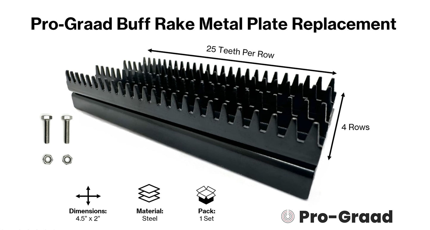Pro-Graad Buff Rake Metal Plate Replacement | Buffing Wheel Rake Teeth Head with 2 Set Screws | Buff Rake Tool | Dress and Clean Buffing Wheel Surface for Compound and Residue Cleaning (Pack of 1)