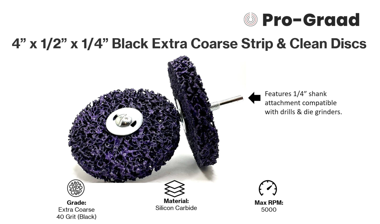 Pro-Graad 2 Pack Paint Stripping Disc Drill Attachment | 4" x 1/2" Wide with 1/4" Shaft | Strip & Clean Discs Remove Paint Coating Rust | Purple | Pack of 2