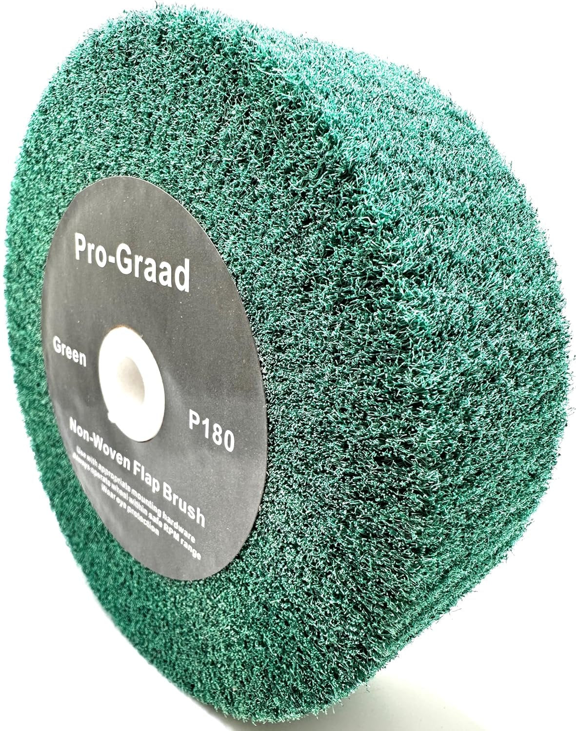 Pro-Graad 6” x 2” Green 180 Grit Non-Woven Bench Grinder Polishing Burnishing Satin Finishing Flap Brush Wheel for Aluminum Copper Metal Golf Club Refurbishing, Compatible for 1/2”, 5/8”, 3/4" Arbor