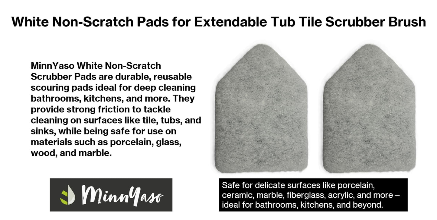 White Non-Scratch Scouring Pads 5 Pack, Fit Extendable Tub Tile Scrubber Brush, Scrub Pads Refill Replacement Pads for Cleaning Bathroom Kitchen Toilet Tile, Compatible with Moku, Yocada, Cleanhome