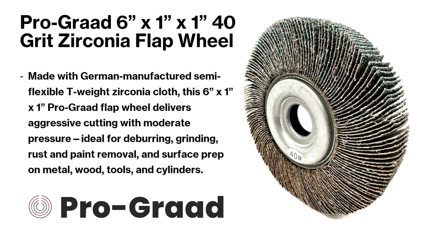 Pro-Graad 6” x 1” x 1” 80 Grit Premium Zirconia Abrasive Unmounted Flap Wheel for Deburring, Sanding, Grinding, Rust, Paint Removal Polishing Wheel for Bench Grinder