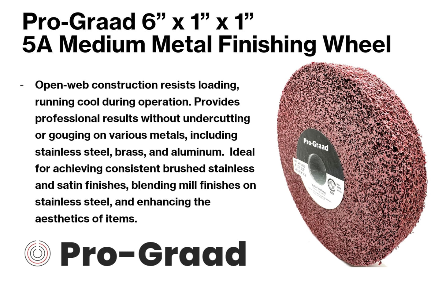 Pro-Graad Metal Finishing Wheel – Aluminum Oxide – Maroon Metal Finish Convolute Wheel – for #3 & #4, Brush, Satin and Mill Finishes – Pack of 1