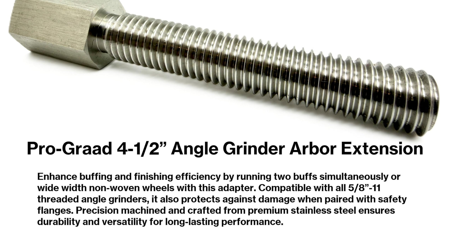Pro-Graad Angle Grinder Extender Shaft 13060 5/8-11 Female to 5/8-11 Male Threaded Adapter 4-1/2” Length Extension with 3-1/2” Threads, Max 2-1/2” Wheel Width