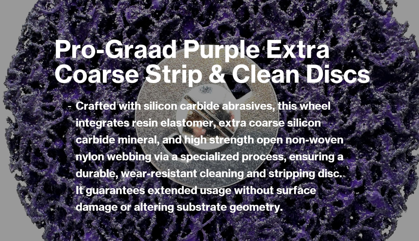 Pro-Graad 2 Pack Paint Stripping Disc Drill Attachment | 4" x 1/2" Wide with 1/4" Shaft | Strip & Clean Discs Remove Paint Coating Rust | Purple | Pack of 2