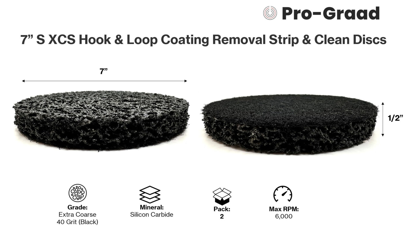 Pro-Graad 2 Pack 7” Diameter S XCS Hook and Loop Coating Removal Disc, Silicon Carbide Extra Coarse Clean & Strip Material with Hook & Loop Backing, Strips Paint Coatings Rust, Cleans Welds, Pack of 2