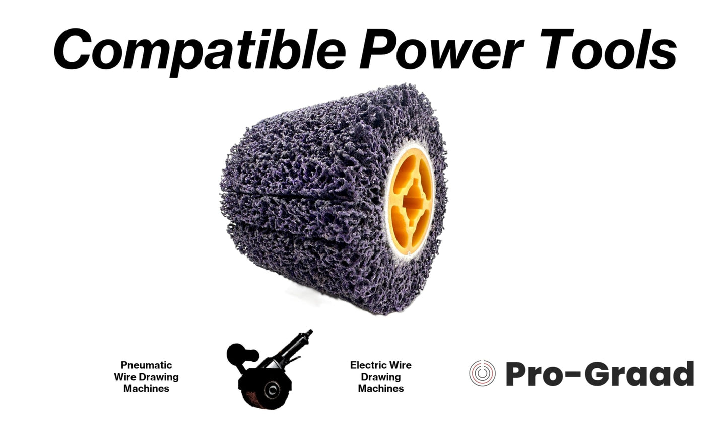 SuperGrindz 4.5” x 4” (120x100) Purple Strip & Clean Abrasive Drum Paint & Rust Remover, 36 Grit Wire Drawing Polishing Wheel for Metal Wood Surface Conditioning Clean Descale Welds Oxidation Removal