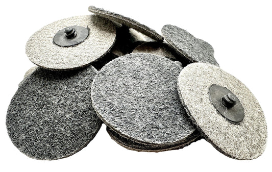 Pro-Graad 3" Gray S-Fine Quick Change Non-Woven Nylon Surface Conditioning Discs for Deburring Sanding Finishing Blending Polishing with Male R-Type Backing Use with Die Grinder - 25 Pack